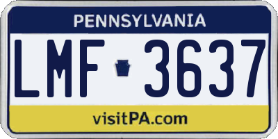 PA license plate LMF3637