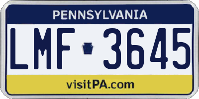 PA license plate LMF3645