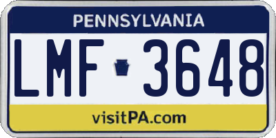 PA license plate LMF3648