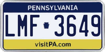 PA license plate LMF3649