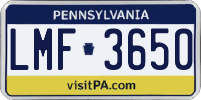 PA license plate LMF3650