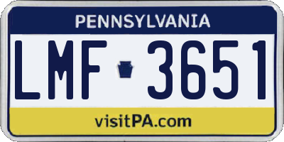 PA license plate LMF3651