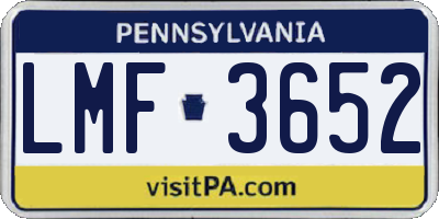 PA license plate LMF3652