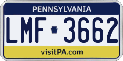 PA license plate LMF3662