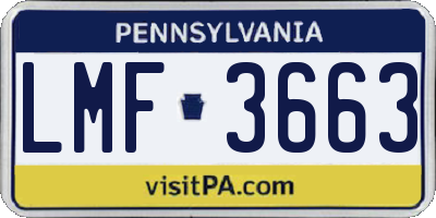 PA license plate LMF3663