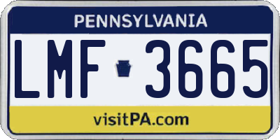 PA license plate LMF3665