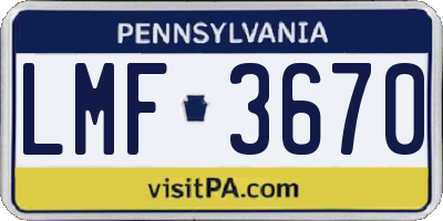 PA license plate LMF3670
