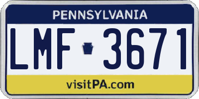 PA license plate LMF3671