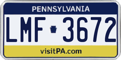 PA license plate LMF3672