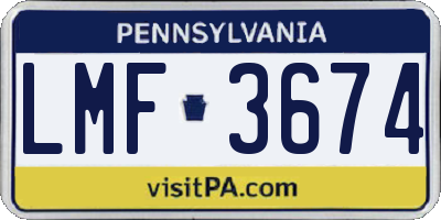 PA license plate LMF3674
