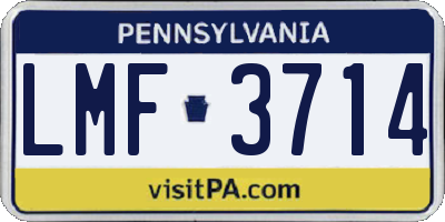 PA license plate LMF3714