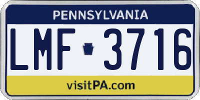 PA license plate LMF3716