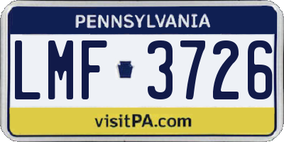 PA license plate LMF3726