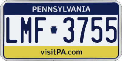 PA license plate LMF3755