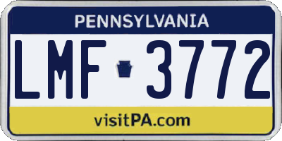 PA license plate LMF3772