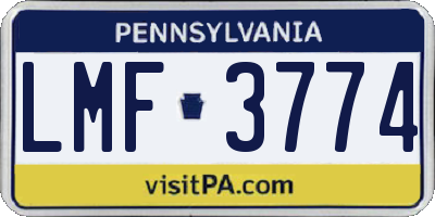 PA license plate LMF3774
