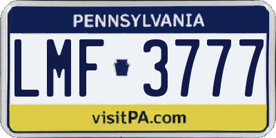 PA license plate LMF3777