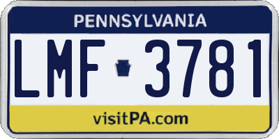 PA license plate LMF3781