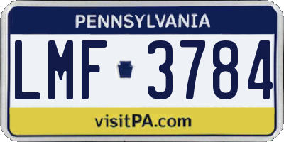 PA license plate LMF3784