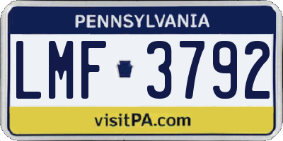 PA license plate LMF3792