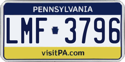 PA license plate LMF3796