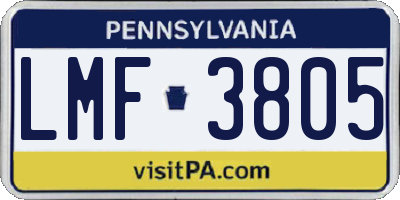 PA license plate LMF3805