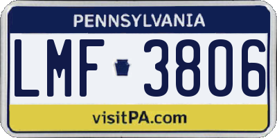 PA license plate LMF3806