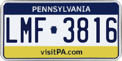 PA license plate LMF3816
