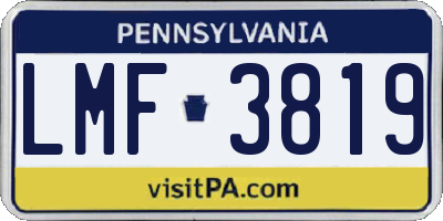 PA license plate LMF3819