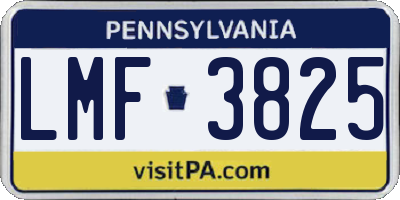 PA license plate LMF3825