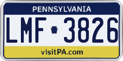 PA license plate LMF3826