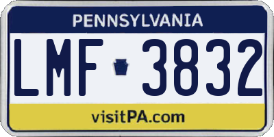 PA license plate LMF3832