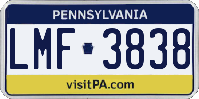 PA license plate LMF3838
