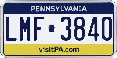 PA license plate LMF3840