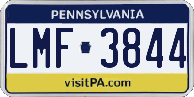 PA license plate LMF3844