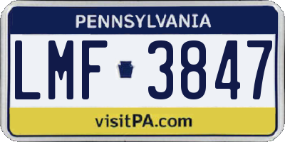 PA license plate LMF3847