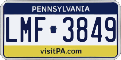 PA license plate LMF3849
