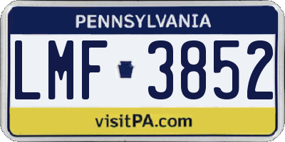 PA license plate LMF3852