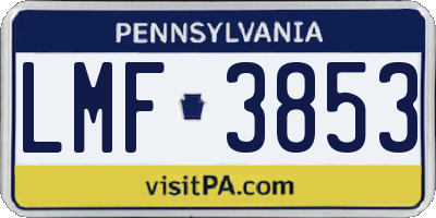 PA license plate LMF3853