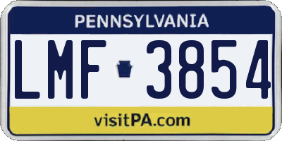 PA license plate LMF3854