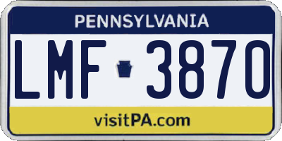 PA license plate LMF3870