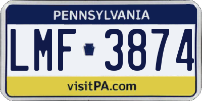 PA license plate LMF3874