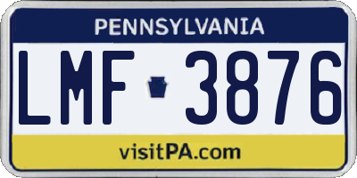 PA license plate LMF3876