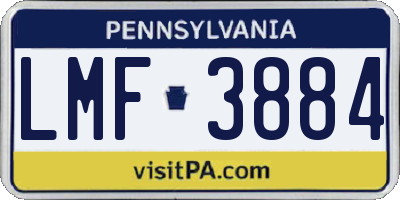 PA license plate LMF3884