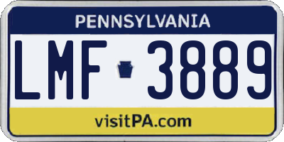 PA license plate LMF3889