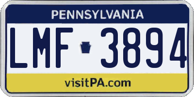 PA license plate LMF3894