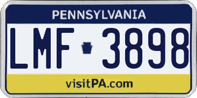 PA license plate LMF3898