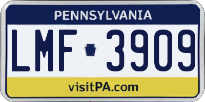 PA license plate LMF3909