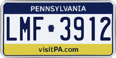 PA license plate LMF3912