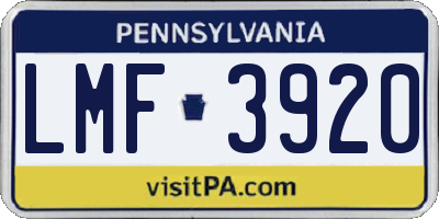 PA license plate LMF3920